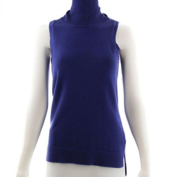 MICHAEL MICHAEL KORS Blue Sleeveless Cotton Sweater Size S - Picture 1 of 6